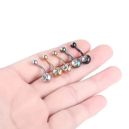 1PC 14G Belly Button Ring Navel Nombril Piercings Surgical Steel Ear Rings CZ Body Piercing Jewelry 10mm Bar For Women Piercings