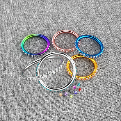 18G/16G Women's Round Earrings G23 F136 Titanium Nose Ring Hinge Clicker Open Diaphragm Nose Ring Fashion Lady Piercing Jewelry