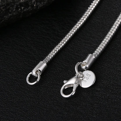 40-75cm 925スターリングシルバー 1MM/2MM/3MM ソリッドスネークチェーンネックレス メンズ レディース ファッションジュエリー ペンダント用 送料無料