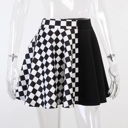 Y2k Skirt Harajuku Dark Girl Contrast Plaid Stitching Sexy High Waist Over In Summer Sexy Gothic Skirt