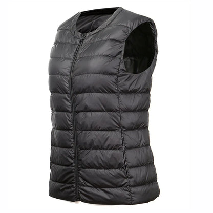 White Stand Collar Women's Sleeveless Down Vest Coat Winter Thin Slim Business Vests White Blue Black Red Women Waistcoat 3XL