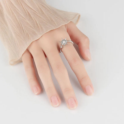 Anti Stress Anxiety Fidget Rings for Women Satinless Steel Spinner Sunflower Sun Star Ring Trendy Jewelry Gift Dropshipping