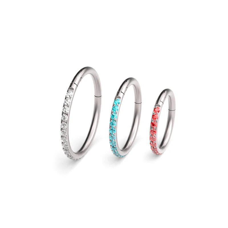 18G/16G Women's Round Earrings G23 F136 Titanium Nose Ring Hinge Clicker Open Diaphragm Nose Ring Fashion Lady Piercing Jewelry