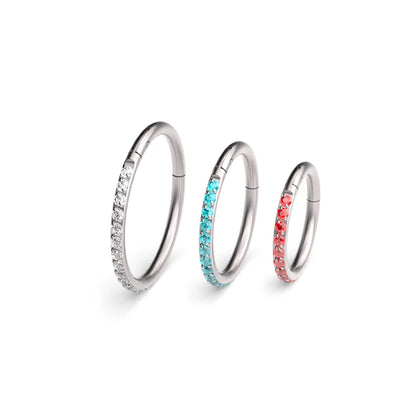 18G/16G Women's Round Earrings G23 F136 Titanium Nose Ring Hinge Clicker Open Diaphragm Nose Ring Fashion Lady Piercing Jewelry