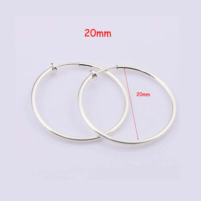 New Diameter 2/4/6cm Ear Clips Rings Punk Women Non-Pierced Hoop Earrings Houndstooth Goth Fake Clip-On Circle Earrings Jewelry