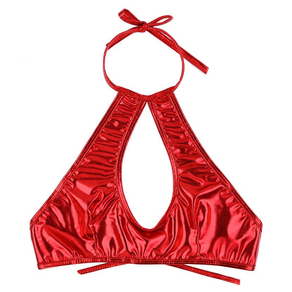 Women Summer Streetwear Halter Strappy Cropped Tops Vest Low Cut Camisole Rave Party Disco Nightclub Pole Dance Costume Sexy