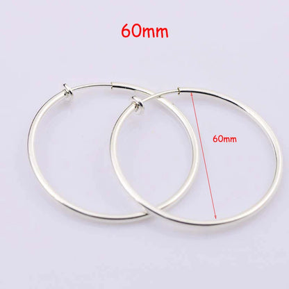 New Diameter 2/4/6cm Ear Clips Rings Punk Women Non-Pierced Hoop Earrings Houndstooth Goth Fake Clip-On Circle Earrings Jewelry