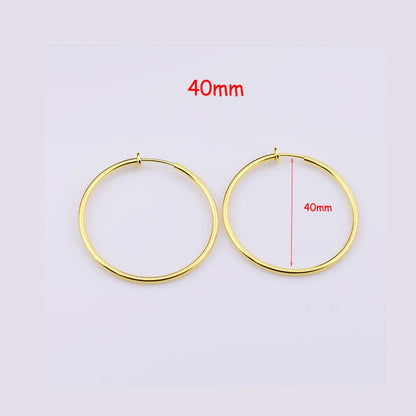 New Diameter 2/4/6cm Ear Clips Rings Punk Women Non-Pierced Hoop Earrings Houndstooth Goth Fake Clip-On Circle Earrings Jewelry