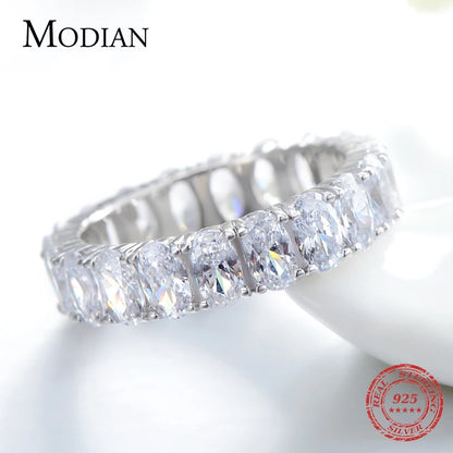 Modian New 100% 925 Sterling Silver Classic Oval Sparkling Finger Ring For Women Luxury AAAAA CZ Wedding Engagement Fine Jewelry