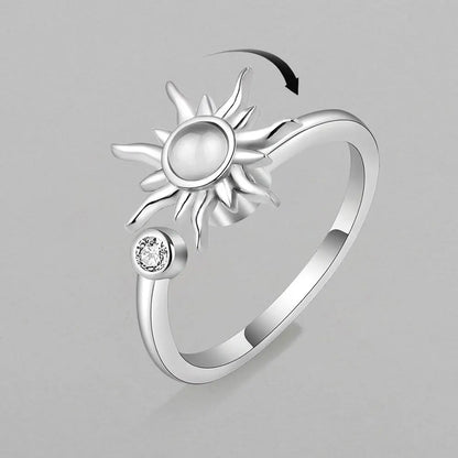 Anti Stress Anxiety Fidget Rings for Women Satinless Steel Spinner Sunflower Sun Star Ring Trendy Jewelry Gift Dropshipping
