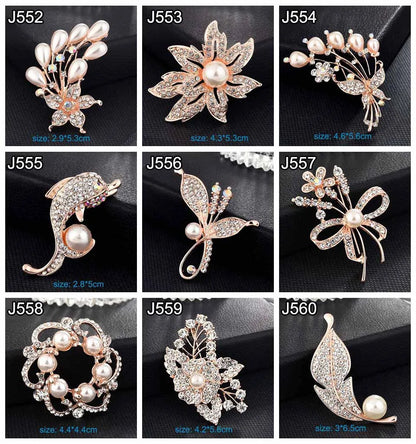 Lapel Pin Women Simulated-Pearl Pendant Pins Crystal Rhinestone Brooch For Woman Scarf Buckle Clips Hat Clothes Multipurpose Pin