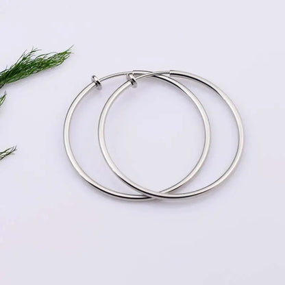 New Diameter 2/4/6cm Ear Clips Rings Punk Women Non-Pierced Hoop Earrings Houndstooth Goth Fake Clip-On Circle Earrings Jewelry
