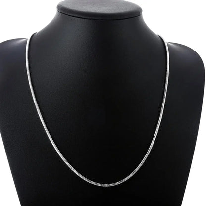 40-75cm 925スターリングシルバー 1MM/2MM/3MM ソリッドスネークチェーンネックレス メンズ レディース ファッションジュエリー ペンダント用 送料無料