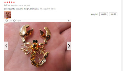 Decorative Imitated Rhinestone Garment Jewelry Brooch Bridal Wedding Imitated Crystal Animal Scorpion Brooch
