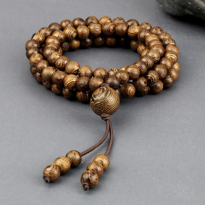 Vintage 108 Wooden Beads Bracelets 6mm Women Men Elastic Beaded Long Necklace Fashion Buddhist Prayer Yoga Jewelry Handmade Gift