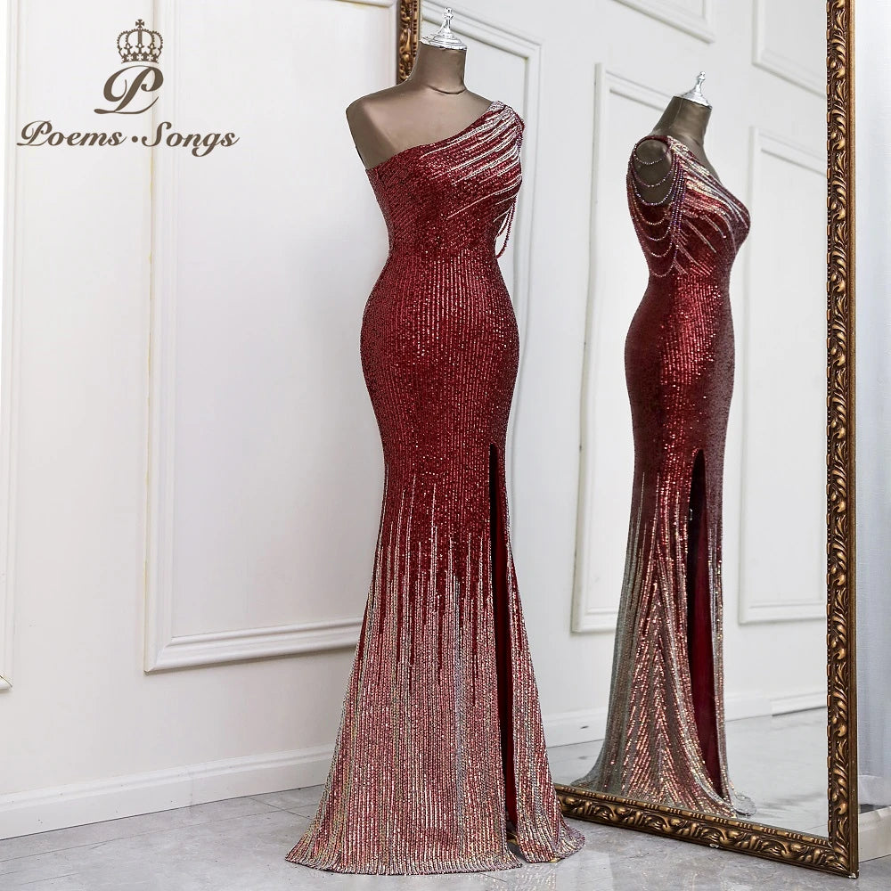 Sexy One shoulder style evening dresses prom dresses vestidos de fiesta robe de soiree de mariage  party dresses women evening