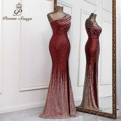 Sexy One shoulder style evening dresses prom dresses vestidos de fiesta robe de soiree de mariage  party dresses women evening