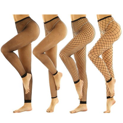 レディース セクシー フィッシュネット レギンス ホールアウト メッシュ ネット パンツ シースルー ハイウエスト 透け感 アンクル丈 フットレス レギンスパンツ