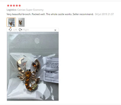 Decorative Imitated Rhinestone Garment Jewelry Brooch Bridal Wedding Imitated Crystal Animal Scorpion Brooch