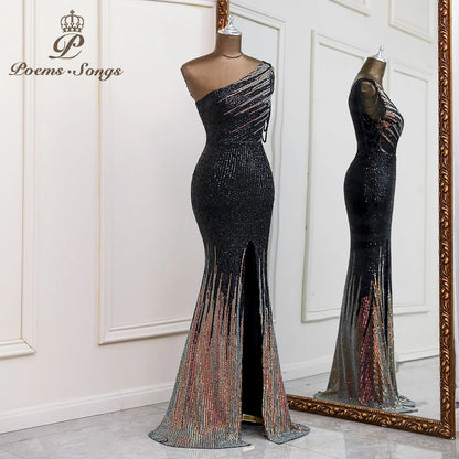 Sexy One shoulder style evening dresses prom dresses vestidos de fiesta robe de soiree de mariage  party dresses women evening