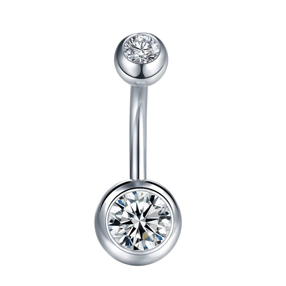 1PC 14G Belly Button Ring Navel Nombril Piercings Surgical Steel Ear Rings CZ Body Piercing Jewelry 10mm Bar For Women Piercings