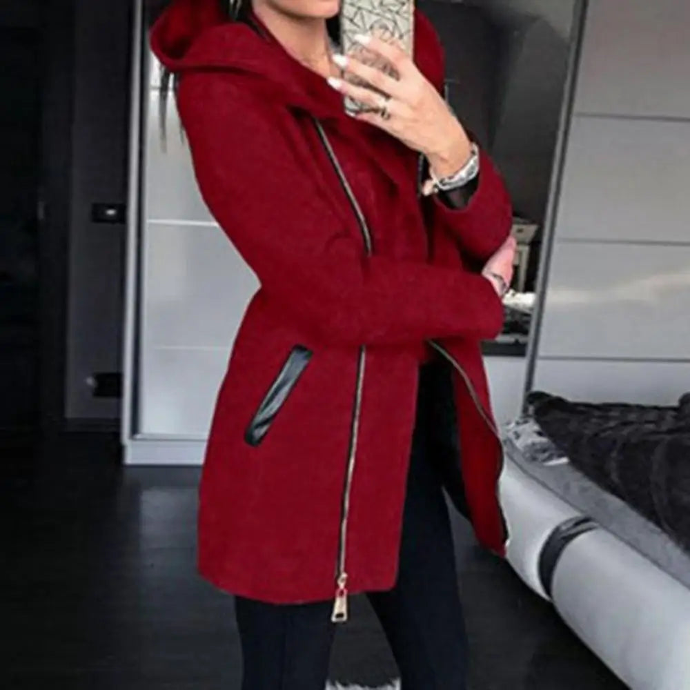 Fashion Women Jacket Zip up Long Sleeve Hooded Pocket Outerwear Coat Autumn Winter 2023