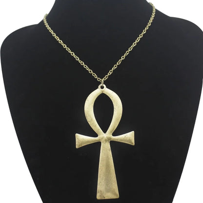 10x5cm Vintage Egyptian Life Big Ankh Cross Pendant Long Chain Necklace Fashion Jewelry Men and Women Accessories Dropshipping
