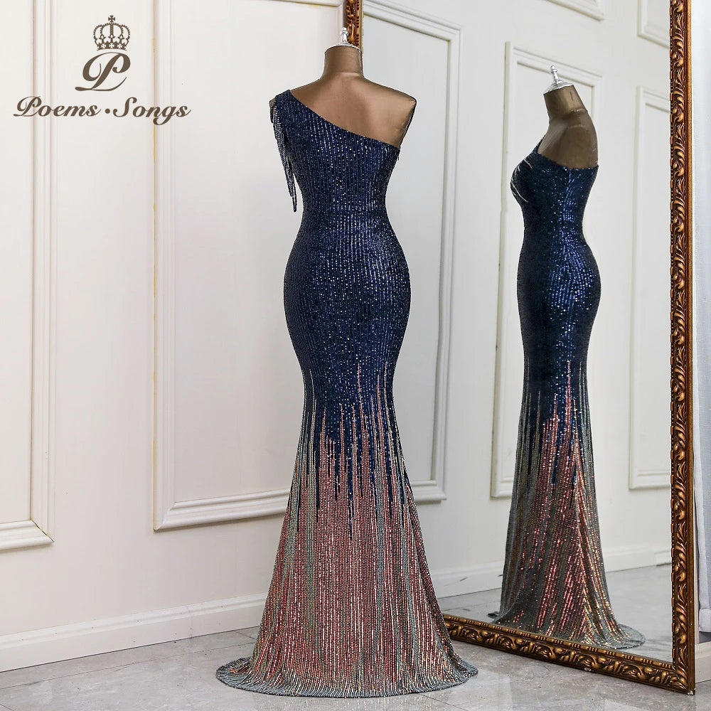 Sexy One shoulder style evening dresses prom dresses vestidos de fiesta robe de soiree de mariage  party dresses women evening