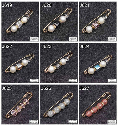 Lapel Pin Women Simulated-Pearl Pendant Pins Crystal Rhinestone Brooch For Woman Scarf Buckle Clips Hat Clothes Multipurpose Pin