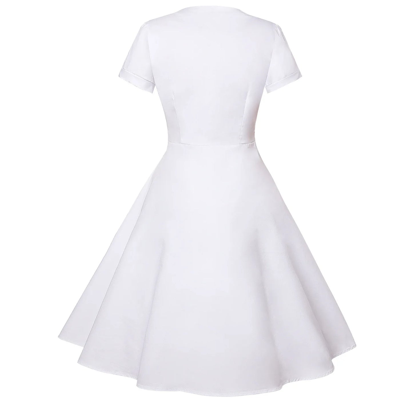 Vintage Dot Print Swing Pin Up Summer Party Dresses Women Short Sleeve High Waist A-Line Dress Elegant Casual Robe Vestidos