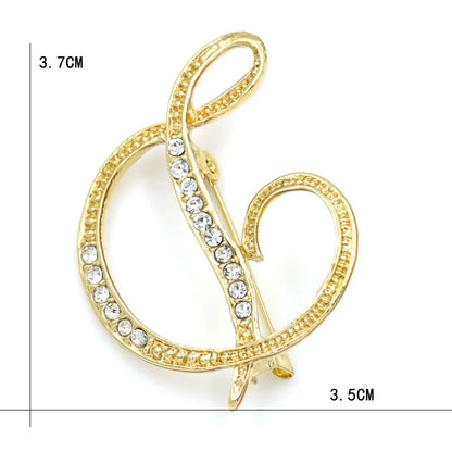Fashion Design 26 Initial Letters Brooch Pins For Woman Luxury Lapel Pins Crystal Rhinestone Pin Badg Women Brooch Jewelry Gifts