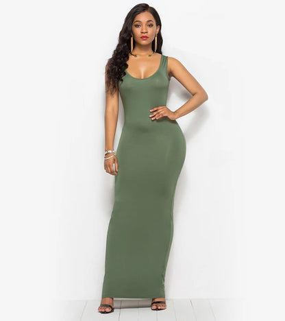 Sexy Summer Tank Women Dress 2023 Fashion Sleeveless Bodycon Evening Party Club Long Dresses Women Clothes Plus Size Femme Robe