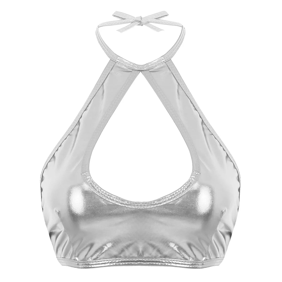 Women Summer Streetwear Halter Strappy Cropped Tops Vest Low Cut Camisole Rave Party Disco Nightclub Pole Dance Costume Sexy