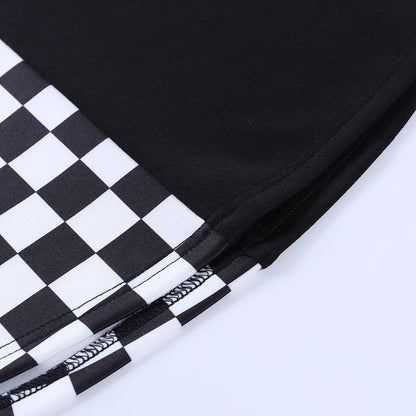 Y2k Skirt Harajuku Dark Girl Contrast Plaid Stitching Sexy High Waist Over In Summer Sexy Gothic Skirt