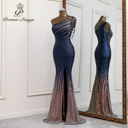 Sexy One shoulder style evening dresses prom dresses vestidos de fiesta robe de soiree de mariage  party dresses women evening