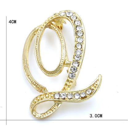 Fashion Design 26 Initial Letters Brooch Pins For Woman Luxury Lapel Pins Crystal Rhinestone Pin Badg Women Brooch Jewelry Gifts