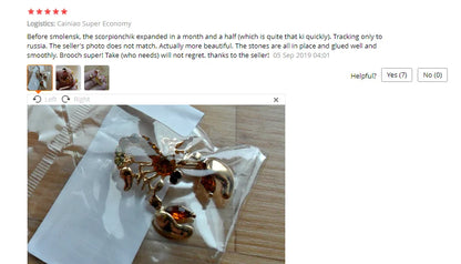 Decorative Imitated Rhinestone Garment Jewelry Brooch Bridal Wedding Imitated Crystal Animal Scorpion Brooch
