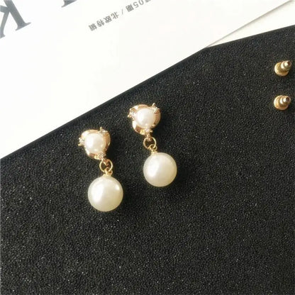 Best Selling Wild Fashion Simple Pearl Bean  Earrings Style Women Girls Earrings Jewelry Wholesale Crystal Earrings Brincos