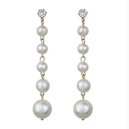 Best Selling Wild Fashion Simple Pearl Bean  Earrings Style Women Girls Earrings Jewelry Wholesale Crystal Earrings Brincos