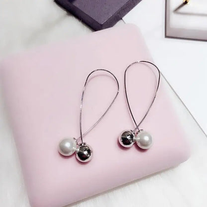 Best Selling Wild Fashion Simple Pearl Bean  Earrings Style Women Girls Earrings Jewelry Wholesale Crystal Earrings Brincos