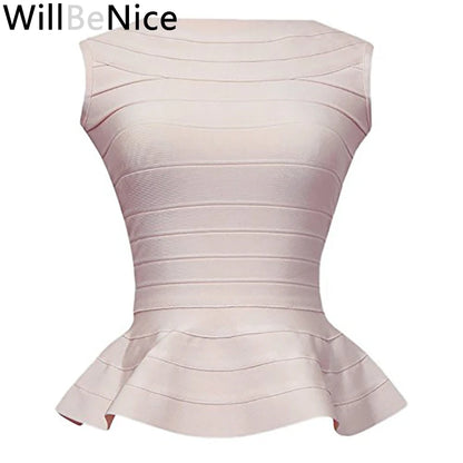 WillBeNice Quality Office Lady Fishtail White Bandage Crop Tops Tank Women Black Elastic Vest Luxury Sleeveless Bodyocn Camis