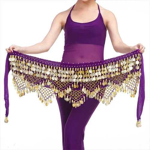 New Style Top Selling Belly Dance Waist Chain Hip Scarf Bellydance Coins Belt Dancing Waist Belt Dancer's Accessories