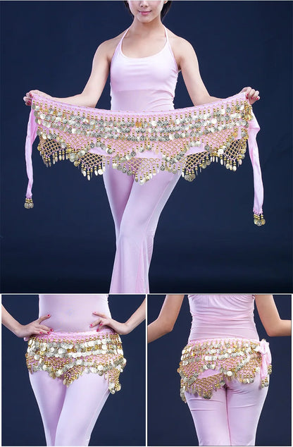 New Style Top Selling Belly Dance Waist Chain Hip Scarf Bellydance Coins Belt Dancing Waist Belt Dancer's Accessories
