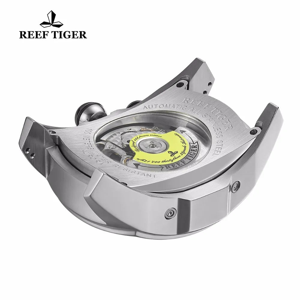 Reef Tiger/RT デザイナースポーツウォッチ トゥールビヨン ステンレススチール ラバーストラップ ブルーダイヤル 自動巻きウォッチ RGA3069