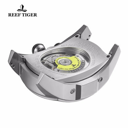Reef Tiger/RT デザイナースポーツウォッチ トゥールビヨン ステンレススチール ラバーストラップ ブルーダイヤル 自動巻きウォッチ RGA3069