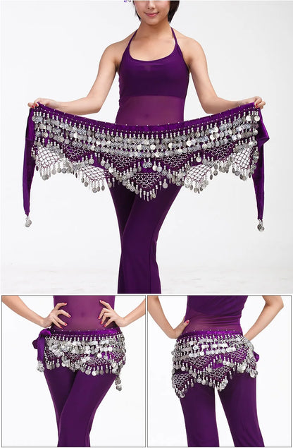 New Style Top Selling Belly Dance Waist Chain Hip Scarf Bellydance Coins Belt Dancing Waist Belt Dancer's Accessories