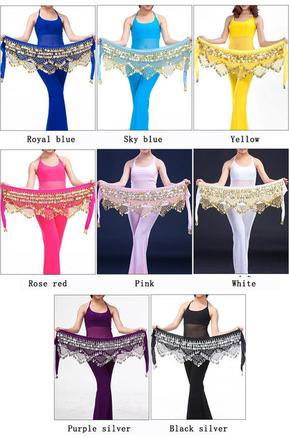 New Style Top Selling Belly Dance Waist Chain Hip Scarf Bellydance Coins Belt Dancing Waist Belt Dancer's Accessories