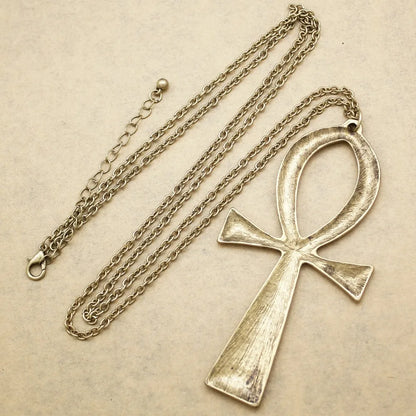 10x5cm Vintage Egyptian Life Big Ankh Cross Pendant Long Chain Necklace Fashion Jewelry Men and Women Accessories Dropshipping