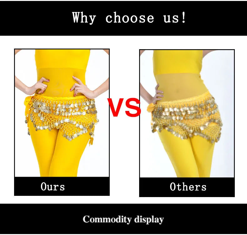 New Style Top Selling Belly Dance Waist Chain Hip Scarf Bellydance Coins Belt Dancing Waist Belt Dancer's Accessories