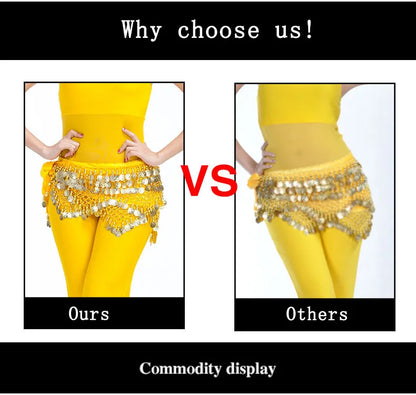 New Style Top Selling Belly Dance Waist Chain Hip Scarf Bellydance Coins Belt Dancing Waist Belt Dancer's Accessories